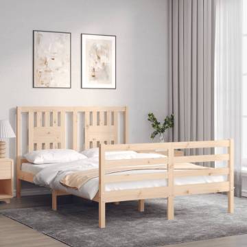 Solid Wood Small Double Bed Frame with Headboard | HipoMarket