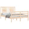 Solid Wood Small Double Bed Frame with Headboard | HipoMarket