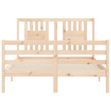 Solid Wood Small Double Bed Frame with Headboard | HipoMarket