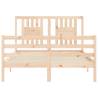 Solid Wood Small Double Bed Frame with Headboard | HipoMarket