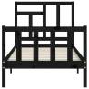 Bed Frame with Headboard Black 90x200 cm | Solid Wood