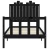 Black Solid Wood Bed Frame with Headboard - 90x200 cm