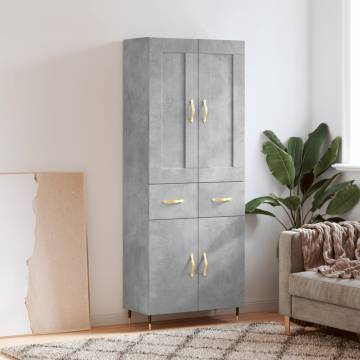 Stylish Highboard in Concrete Grey - 69.5x34x180 cm