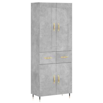 Stylish Highboard in Concrete Grey - 69.5x34x180 cm