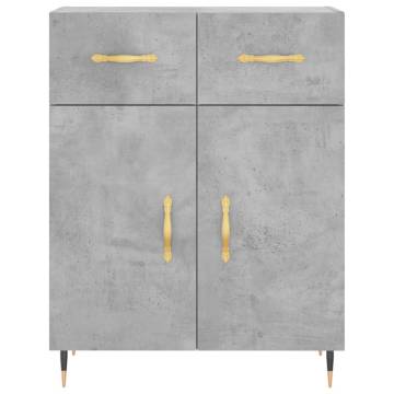 Stylish Highboard in Concrete Grey - 69.5x34x180 cm