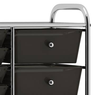 XXL 15-Drawer Mobile Storage Trolley - Black Plastic