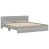 Stylish Grey Sonoma Bed Frame with LED - Super King Size 180x200 cm