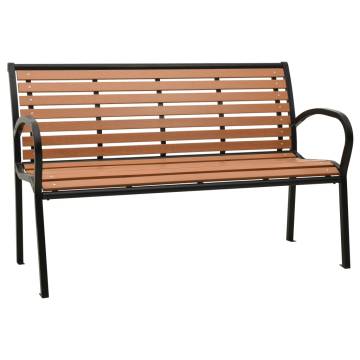 Stylish Black & Brown Garden Bench - 116 cm Steel & WPC