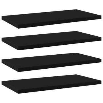 Bookshelf Boards 4 pcs Black - Quality Engineered Wood Storage