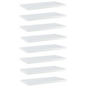 Bookshelf Boards 8 pcs High Gloss White - Stylish Storage