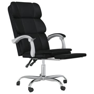 Reclining Office Chair - Black Faux Leather | Hipomarket