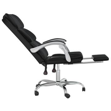 Reclining Office Chair - Black Faux Leather | Hipomarket