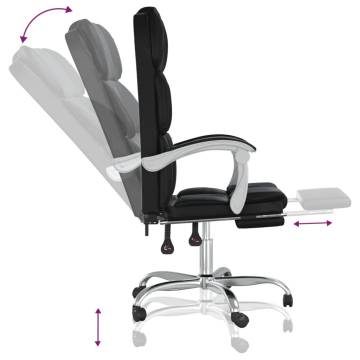 Reclining Office Chair - Black Faux Leather | Hipomarket