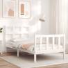 Bed Frame with Headboard White 90x200 cm Solid Wood Colour white Size 90 x 200 cm 