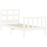 Stylish Solid Wood Bed Frame with Headboard - 90x200 cm White