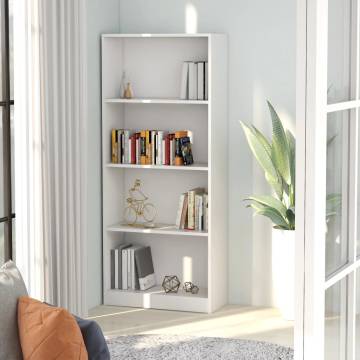 4-Tier White Book Cabinet - Modern Design | Hipo Market