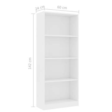 4-Tier White Book Cabinet - Modern Design | Hipo Market