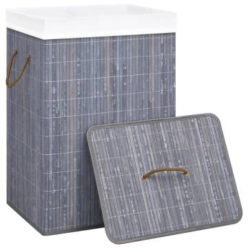 Grey Bamboo Laundry Basket - Stylish & Functional Storage