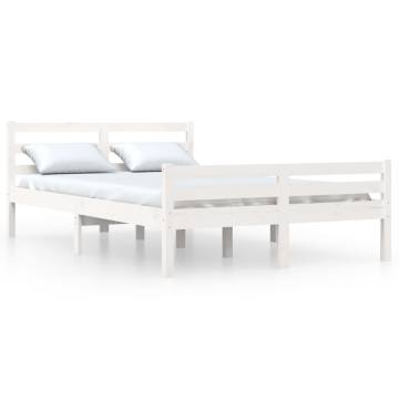 White Solid Wood Bed Frame 140x200 cm | Modern Bedroom Design