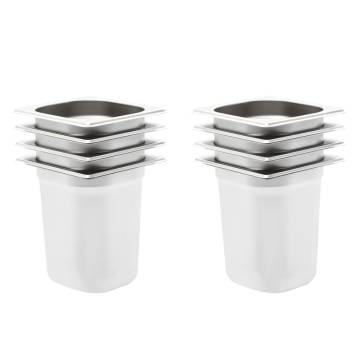 Gastronorm Containers 8 pcs GN 1/6 - Stainless Steel | Hipo Market