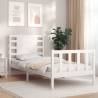 Bed Frame with Headboard White Small Single Solid Wood Colour white Size 75 x 190 cm 