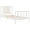 White Small Single Bed Frame with Headboard - Solid Pine