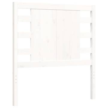 White Small Single Bed Frame with Headboard - Solid Pine