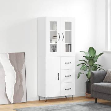 Stylish Highboard High Gloss White - 69.5x34x180 cm