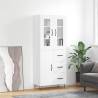 Highboard High Gloss White 69.5x34x180 cm Engineered Wood Colour high gloss white Quantity in Package 1 Model 1 door 3 drawers 