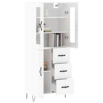 Stylish Highboard High Gloss White - 69.5x34x180 cm