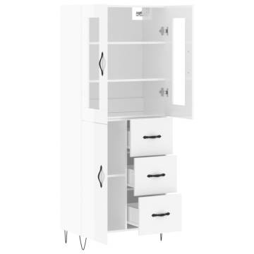 Stylish Highboard High Gloss White - 69.5x34x180 cm