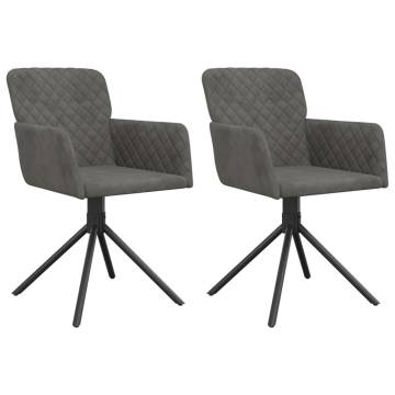 Elegant Dark Grey Velvet Swivel Dining Chairs - 2 pcs Set