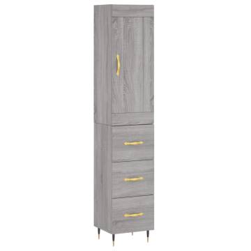 Elegant Highboard Grey Sonoma | 34.5x34x180cm | HipoMarket