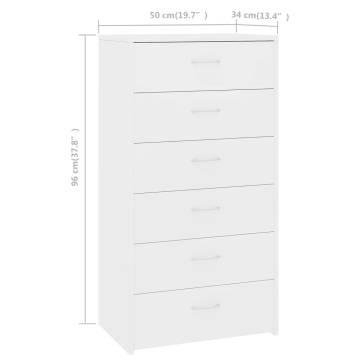 Stylish White Sideboard with 6 Drawers - Durable & Spacious