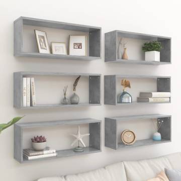 Concrete Grey Wall Cube Shelf Set - 6 pcs - Stylish & Durable