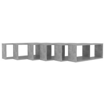 Concrete Grey Wall Cube Shelf Set - 6 pcs - Stylish & Durable