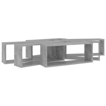 Concrete Grey Wall Cube Shelf Set - 6 pcs - Stylish & Durable