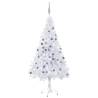 Artificial Pre-lit Christmas Tree with Ball Set 150cm 380 Branches Colour white and grey Size 150 x 70 cm Quantity in Package 1 Number of Branch Tips 