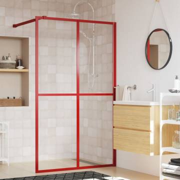 Red Walk-in Shower Wall with ESG Glass - 140x195 cm