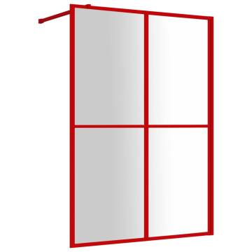 Red Walk-in Shower Wall with ESG Glass - 140x195 cm