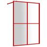 Red Walk-in Shower Wall with ESG Glass - 140x195 cm