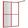 Red Walk-in Shower Wall with ESG Glass - 140x195 cm