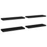 Stylish Floating Wall Shelves - Set of 4 Black MDF