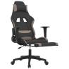 Massage Gaming Chair with Footrest - Black & Taupe Fabric