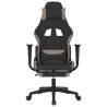 Massage Gaming Chair with Footrest - Black & Taupe Fabric