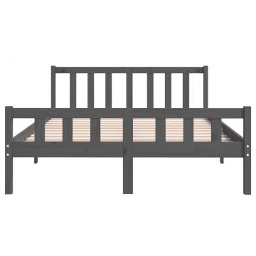 Grey Solid Wood Bed Frame 120x190 cm Small Double - HipoMarket