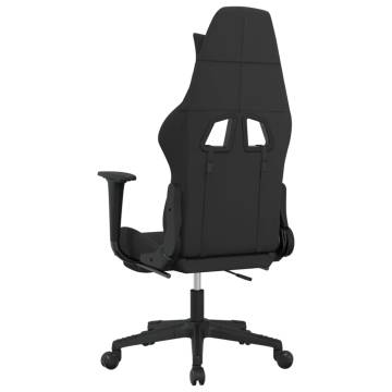 Massage Gaming Chair with Footrest - Black & Taupe Fabric