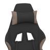 Massage Gaming Chair with Footrest - Black & Taupe Fabric