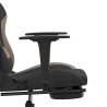 Massage Gaming Chair with Footrest - Black & Taupe Fabric