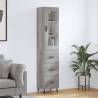 Highboard Grey Sonoma 34.5x34x180 cm Engineered Wood Colour grey sonoma Quantity in Package 1 Model 3 drawers 